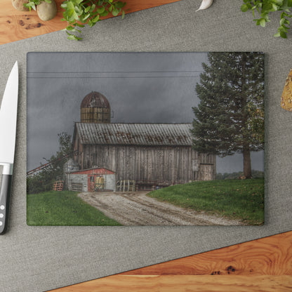 U R There Photography North Lake Road Grey Rustic Farmhouse Tempered-Glass Cutting Board