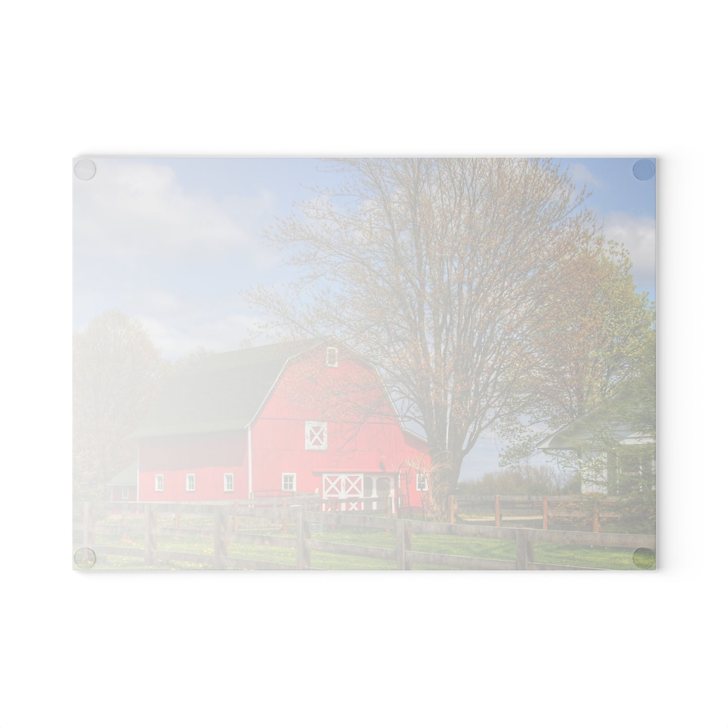 U R There Photography Sohn Road Red Rustic Farmhouse Tempered-Glass Cutting Board