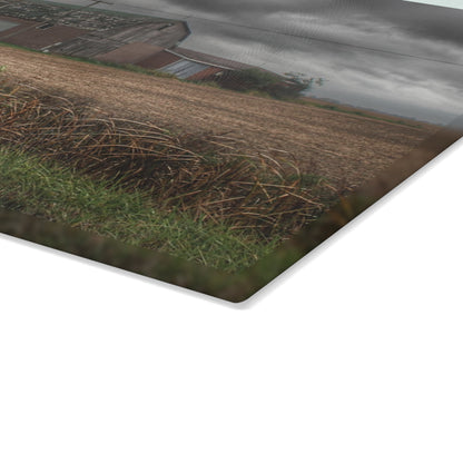 U R There Photography Weaver Road Brown I Rustic Farmhouse Tempered-Glass Cutting Board