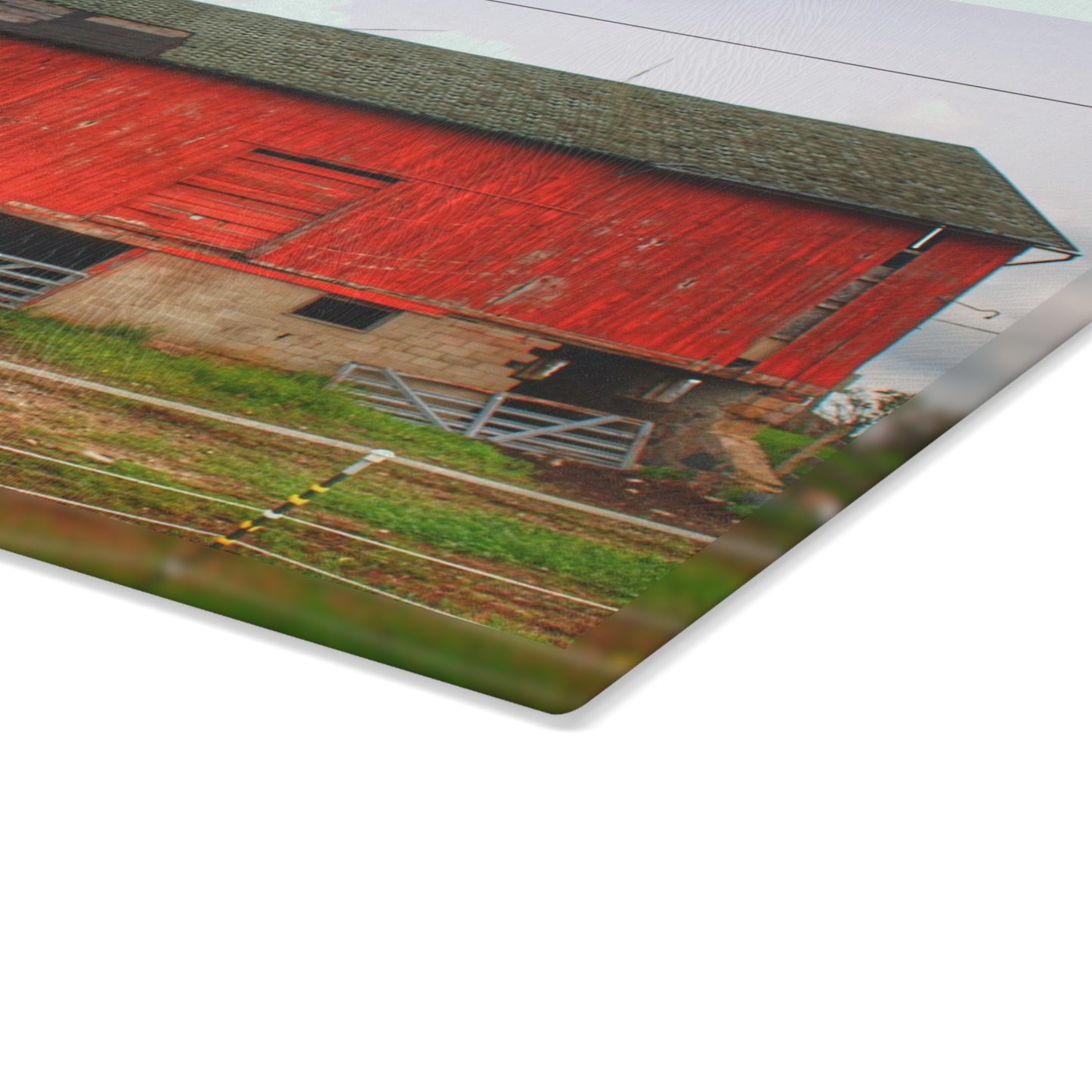 U R There Photography Elba Road Red III Rustic Farmhouse Tempered-Glass Cutting Board