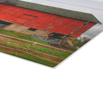 U R There Photography Elba Road Red III Rustic Farmhouse Tempered-Glass Cutting Board
