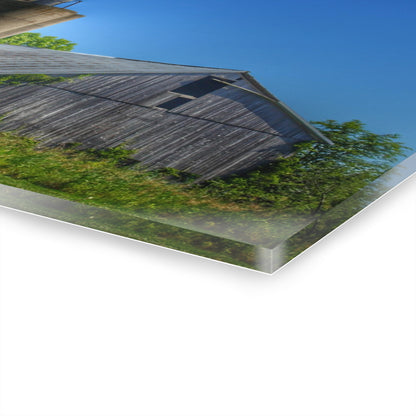 U R There Photography East Swaffer Grey and Little Red Rustic Farmhouse Acrylic Wall Print 14 "x 11"