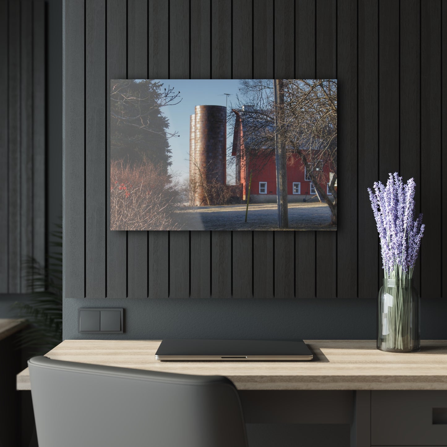 U R There Photography Newark Hidden Red Rustic Farmhouse Acrylic Wall Print