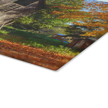 U R There Photography Shoemaker Road Hidden Grey Rustic Farmhouse Tempered-Glass Cutting Board