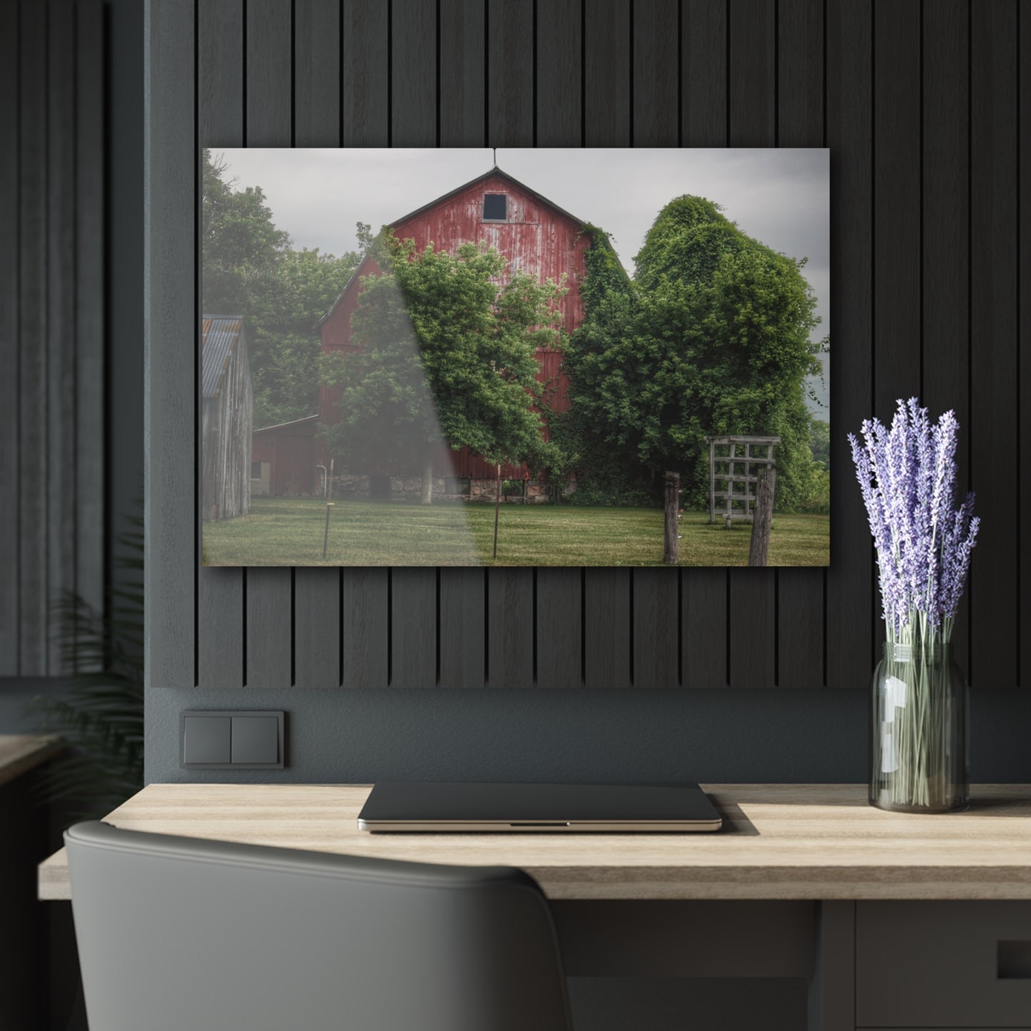 U R There Photography Otter Lake Road Hidden Red Rustic Farmhouse Acrylic Wall Print