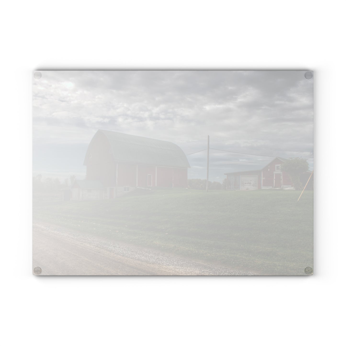 U R There Photography Elmwood Road Reds Rustic Farmhouse Tempered-Glass Cutting Board