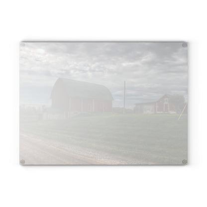 U R There Photography Elmwood Road Reds Rustic Farmhouse Tempered-Glass Cutting Board