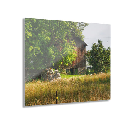 U R There Photography Lum Hidden Fieldstone Red Rustic Farmhouse Acrylic Wall Print