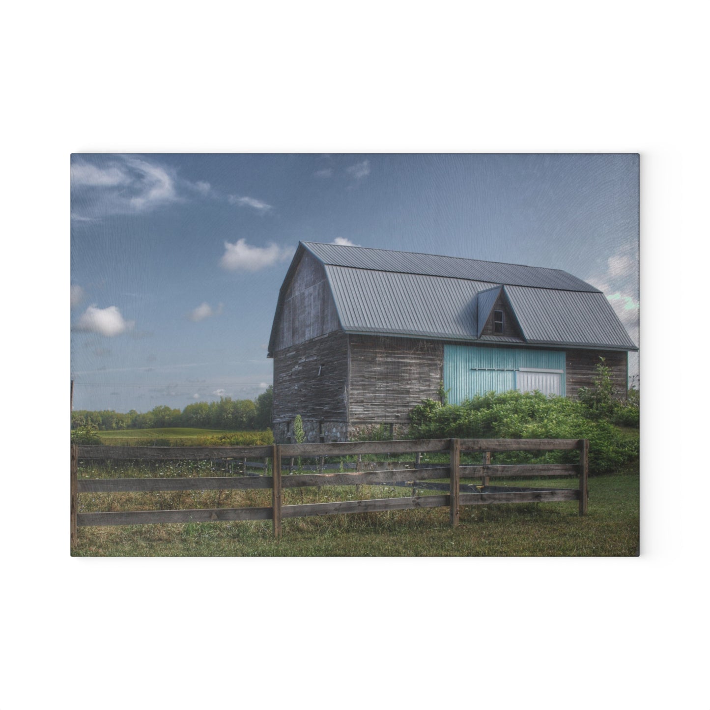 U R There Photography Harris Road Grey Rustic Farmhouse Tempered-Glass Cutting Board