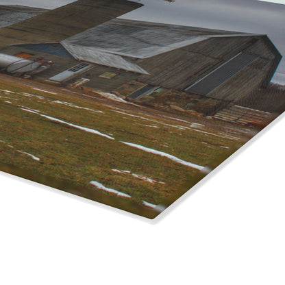 U R There Photography Chapman Road Grey I Rustic Farmhouse Tempered-Glass Cutting Board