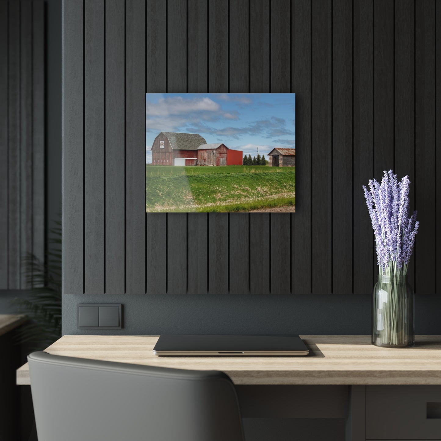 U R There Photography Unionville Reds Rustic Farmhouse Acrylic Wall Print