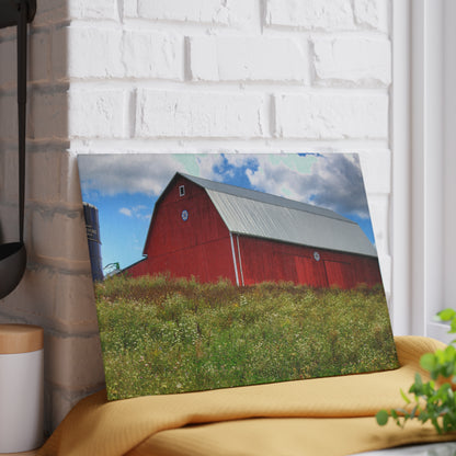 U R There Photography South Henderson Road Hilltop Red III Rustic Farmhouse Tempered-Glass Cutting Board