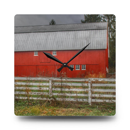 U R There Photography Corralled Red Rustic Farmhouse Acrylic Analog Wall Clock