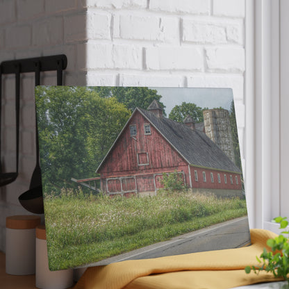 U R There Photography Metamora Red I Rustic Farmhouse Tempered-Glass Cutting Board
