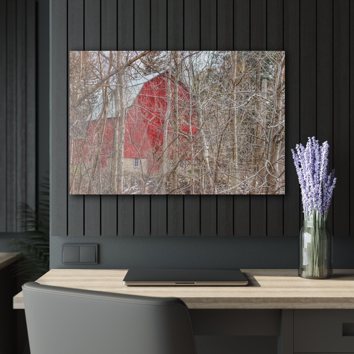 U R There Photography Lake Pleasant Hidden Red Rustic Farmhouse Acrylic Wall Print