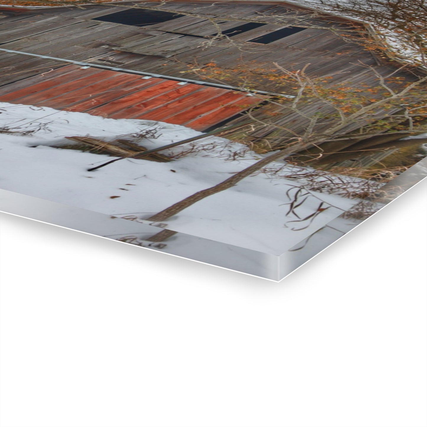 U R There Photography Hayes Road Grey in Winter I Rustic Farmhouse Acrylic Wall Print