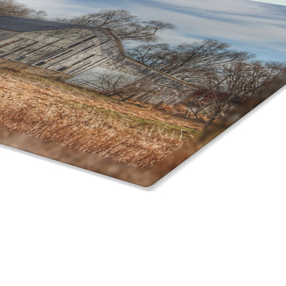 U R There Photography Newark Road White I Rustic Farmhouse Tempered-Glass Cutting Board