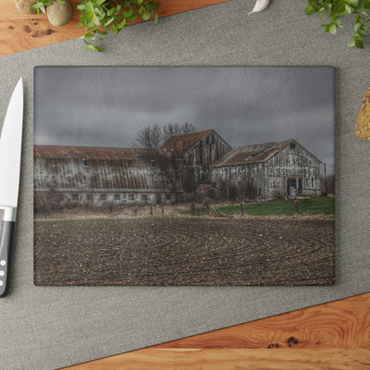 U R There Photography Rusted and Grey on Newark Road Rustic Farmhouse Tempered-Glass Cutting Board