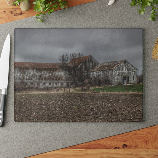 U R There Photography Rusted and Grey on Newark Road Rustic Farmhouse Tempered-Glass Cutting Board