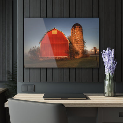 U R There Photography Klam Road Red Meets Foggy Sunrise I Rustic Farmhouse Acrylic Wall Print