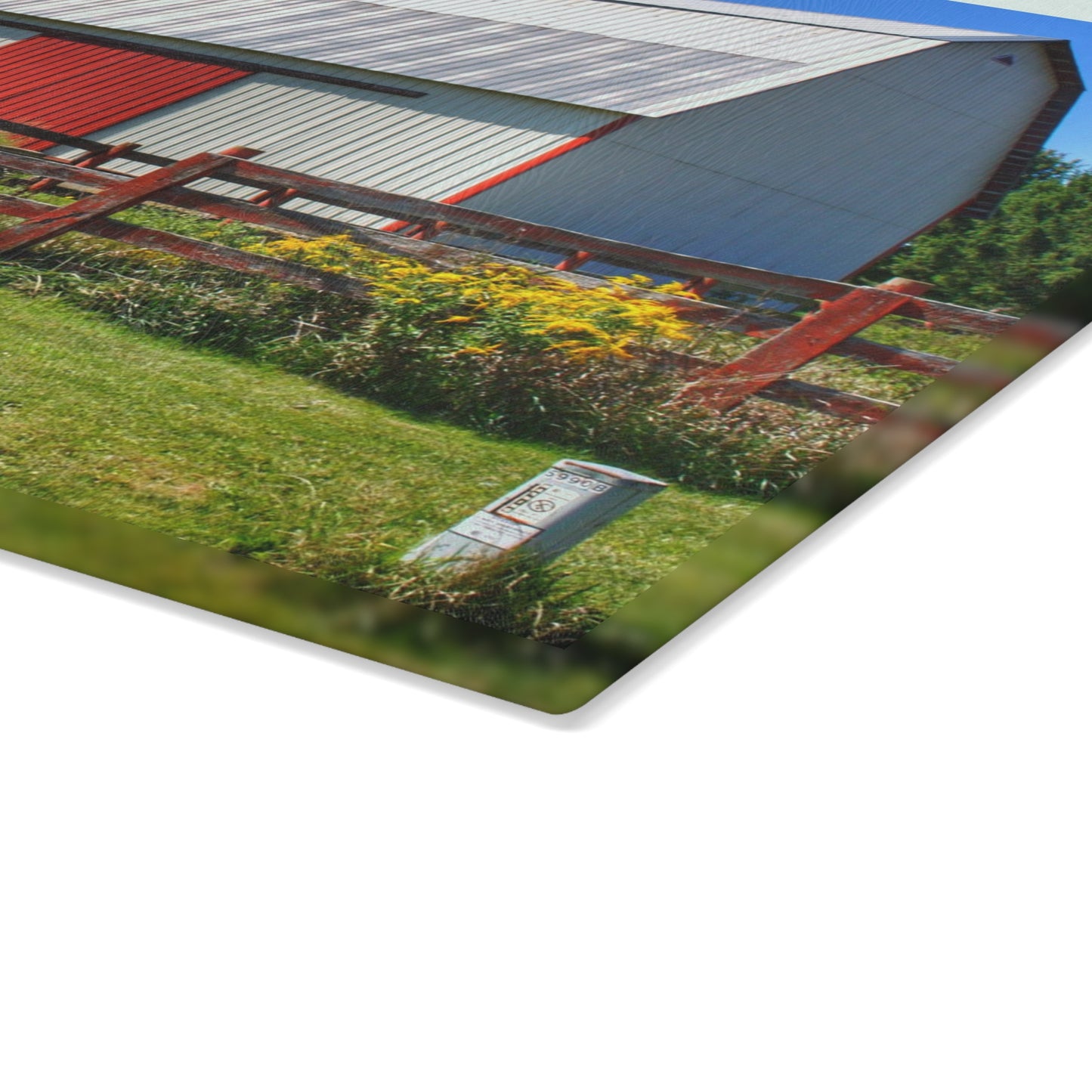 U R There Photography Bishop Road Beyond the Fence Rustic Farmhouse Tempered-Glass Cutting Board