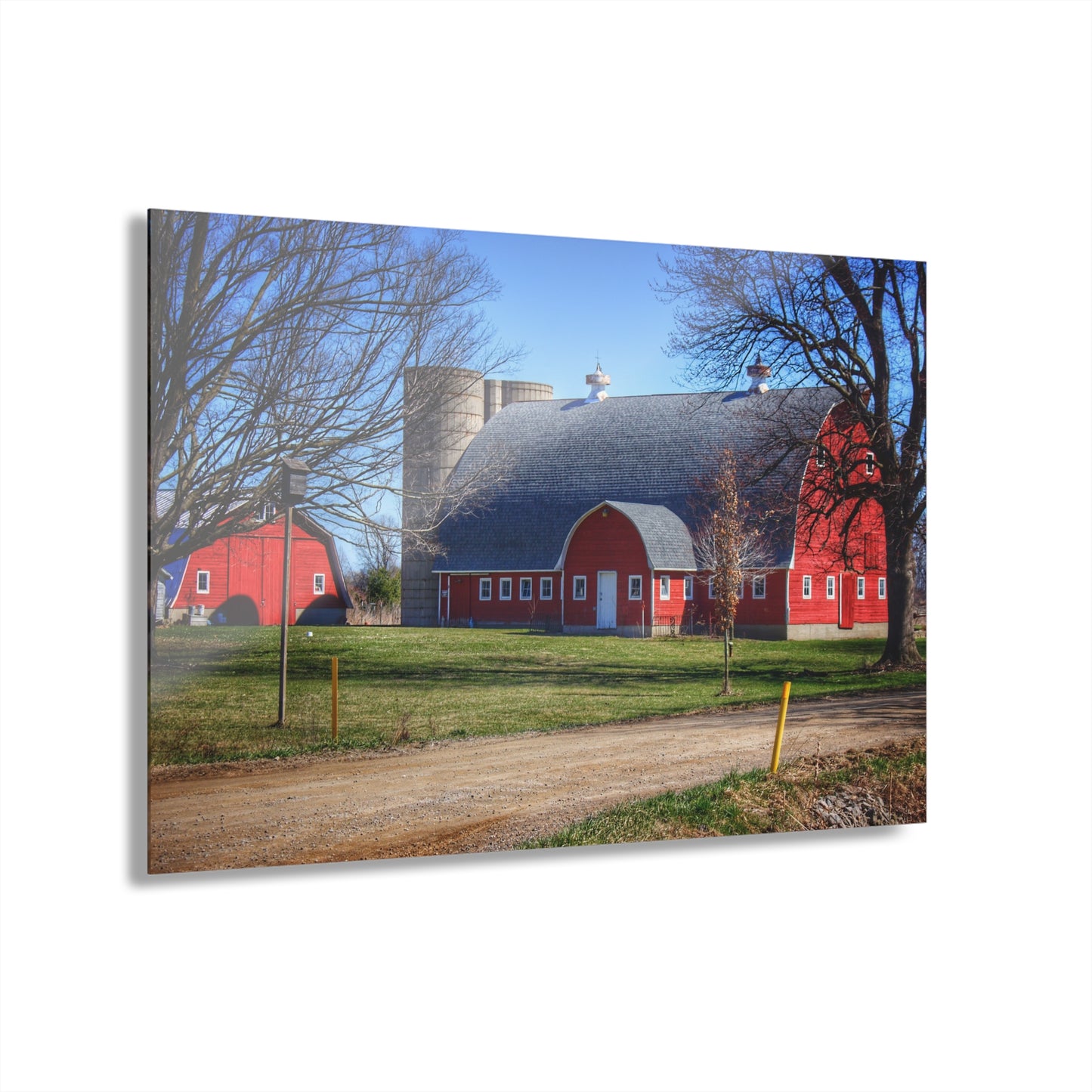 U R There Photography Hough Road Reds and Silo II Rustic Farmhouse Acrylic Wall Print