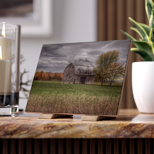 U R There Photography Bray Road Grey in the Fall Rustic Farmhouse Decorative Ceramic Tile