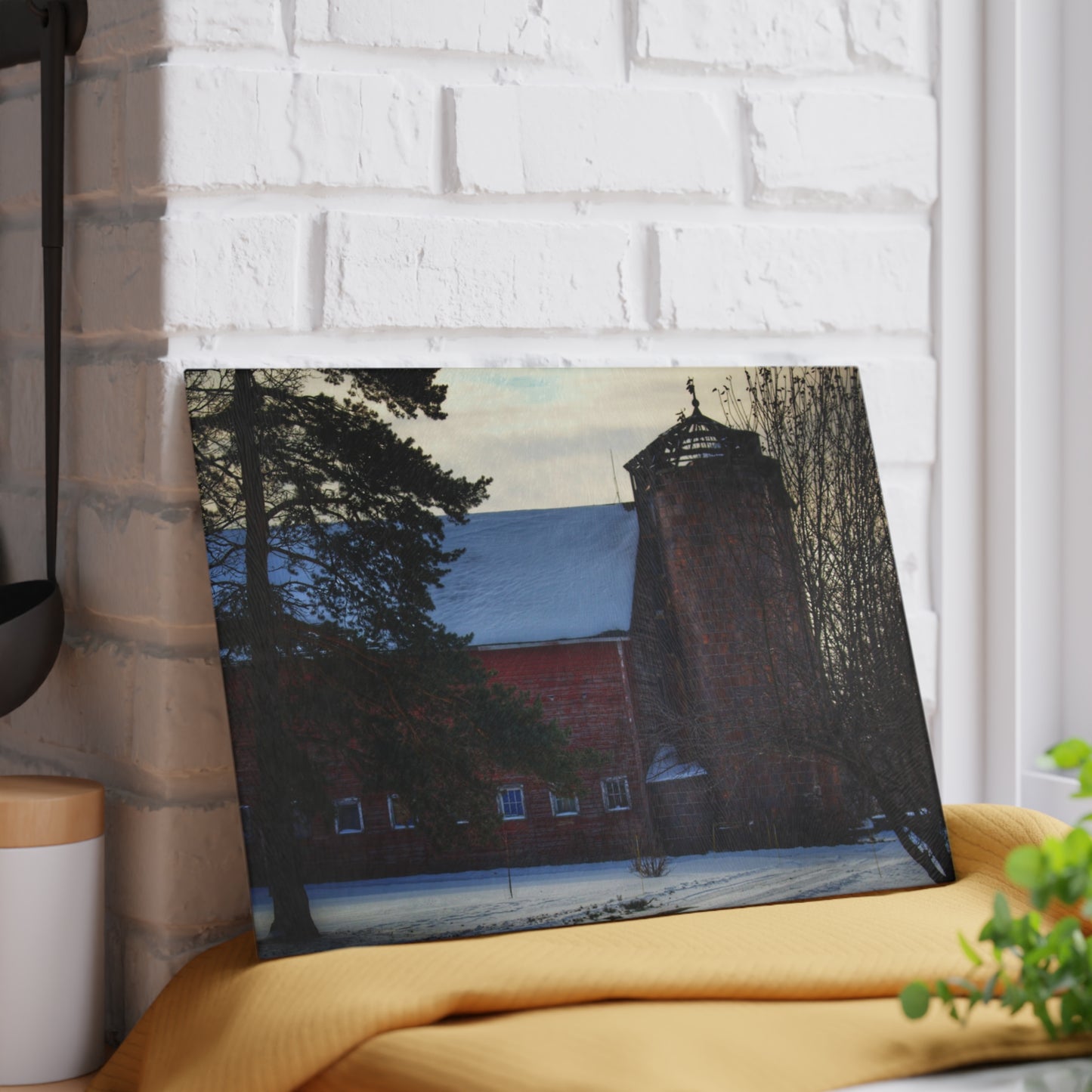 U R There Photography Ebeling Road Red Rustic Farmhouse Tempered-Glass Cutting Board