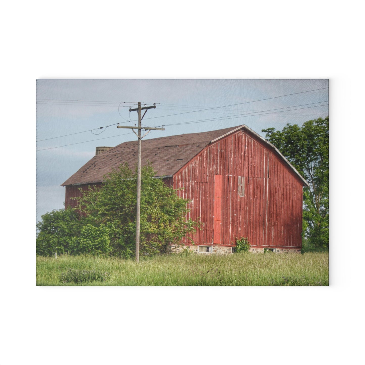 U R There Photography Armstrong Road Red I Rustic Farmhouse Tempered-Glass Cutting Board
