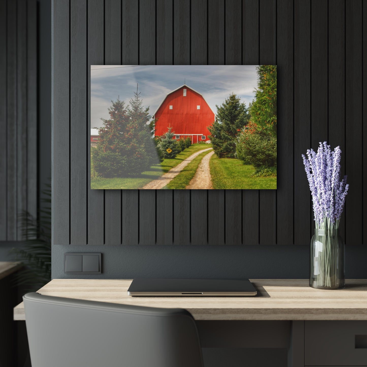 U R There Photography Brown City Road Pine Red Rustic Farmhouse Acrylic Wall Print