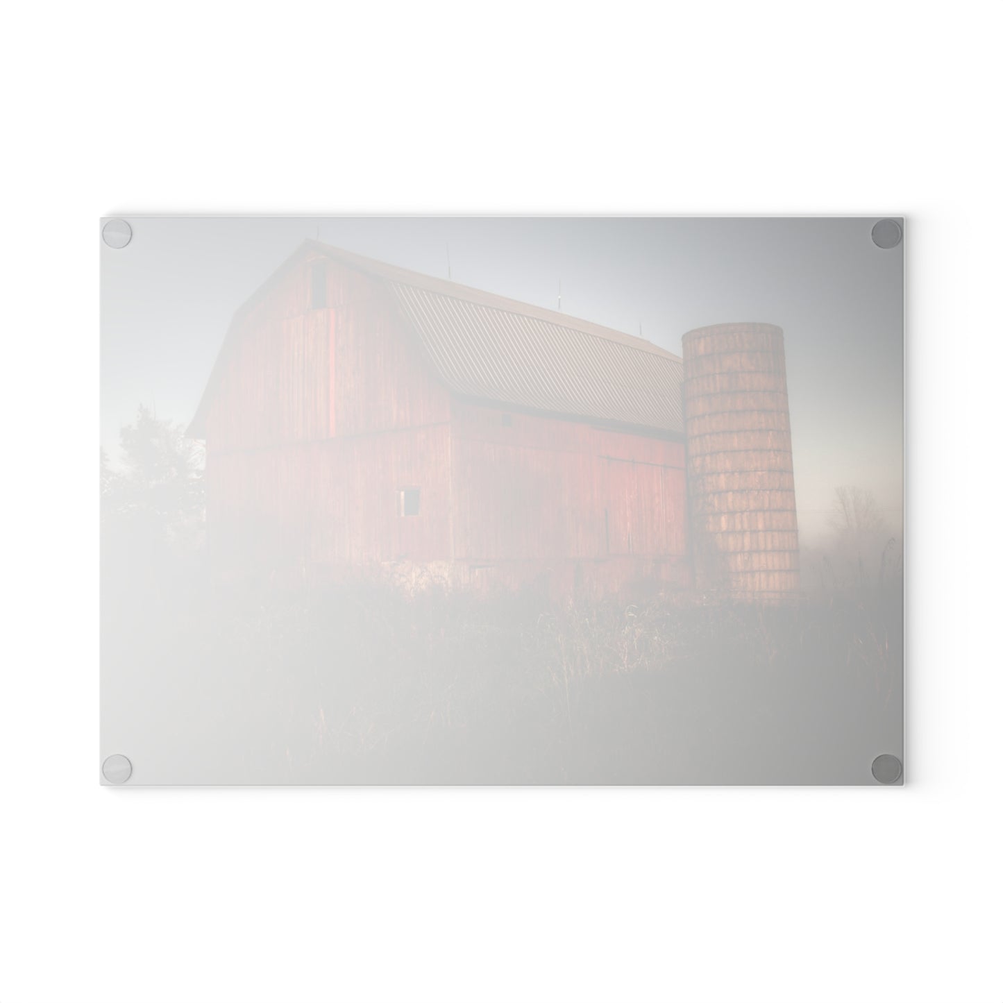 U R There Photography Columbiaville Red II Rustic Farmhouse Tempered-Glass Cutting Board