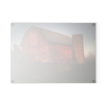 U R There Photography Columbiaville Red II Rustic Farmhouse Tempered-Glass Cutting Board