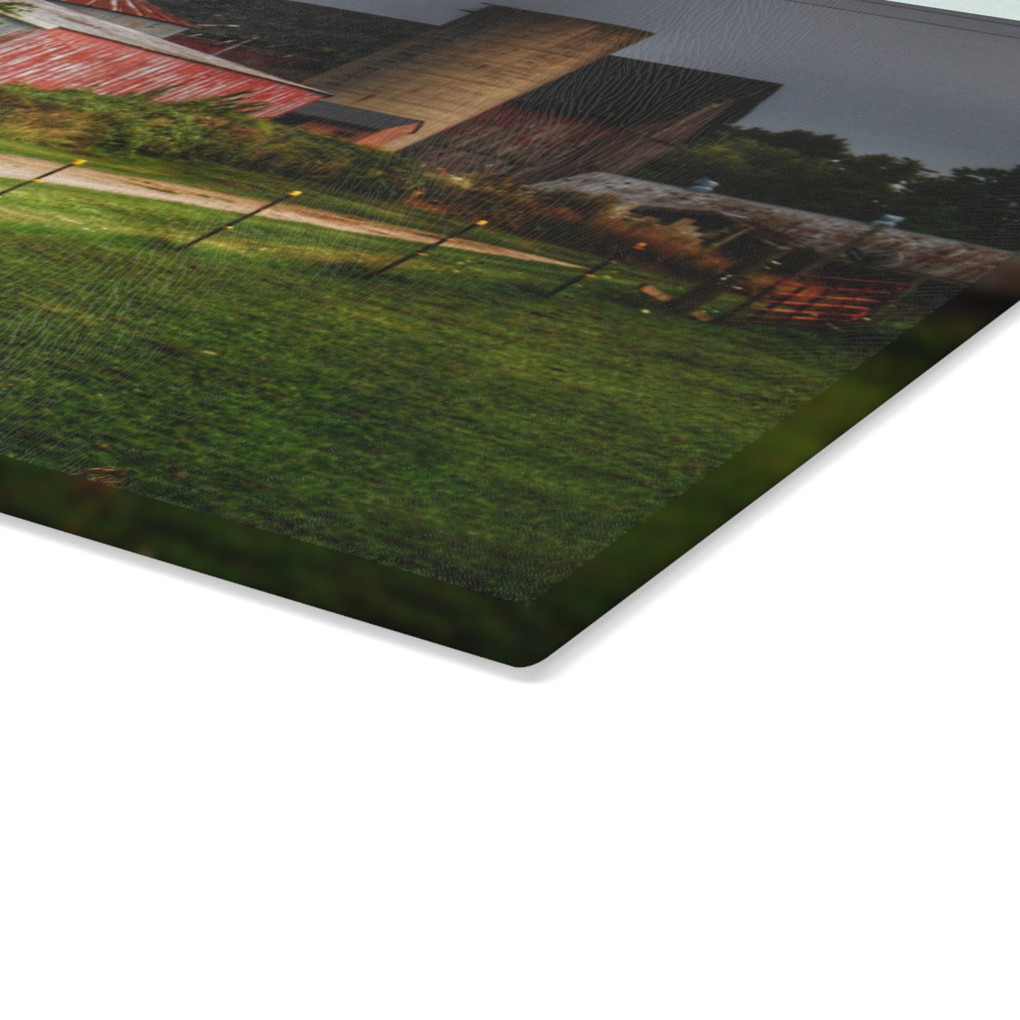 U R There Photography Path of Barns Rustic Farmhouse Tempered-Glass Cutting Board