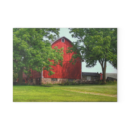 U R There Photography Summer Fieldstone Red Rustic Farmhouse Tempered-Glass Cutting Board