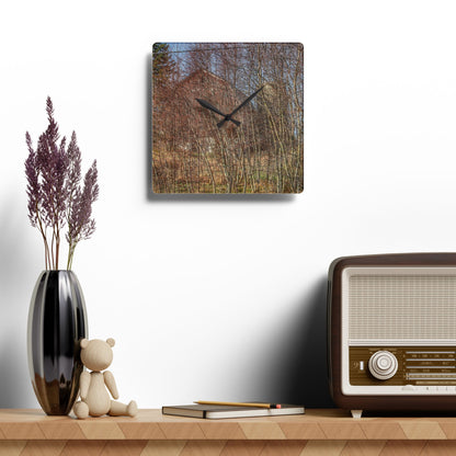 U R There Photography Otter Lake Hidden Red Rustic Farmhouse Acrylic Analog Wall Clock