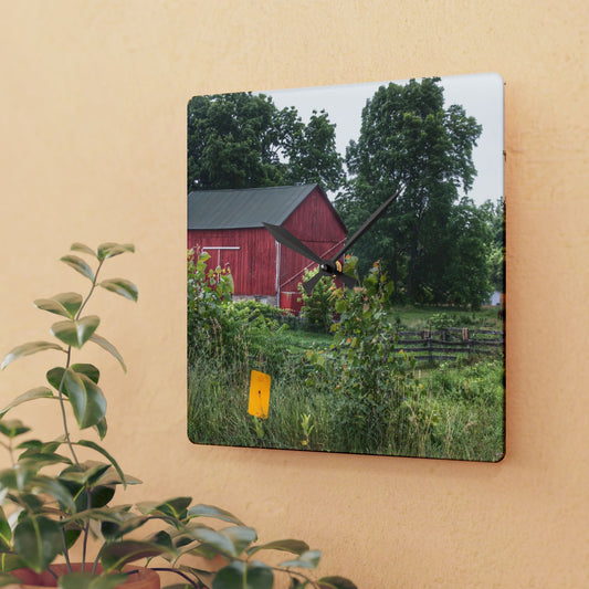 U R There Photography Clifford Road Alpaca Barn Rustic Farmhouse Acrylic Analog Wall Clock