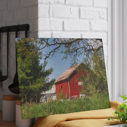 U R There Photography Bronson Lake Road Barn at the Bend Rustic Farmhouse Tempered-Glass Cutting Board