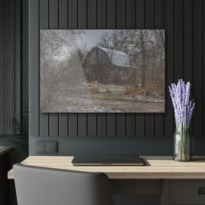 U R There Photography Bishop Road Winter Grey Rustic Farmhouse Acrylic Wall Print 14 "x 11"