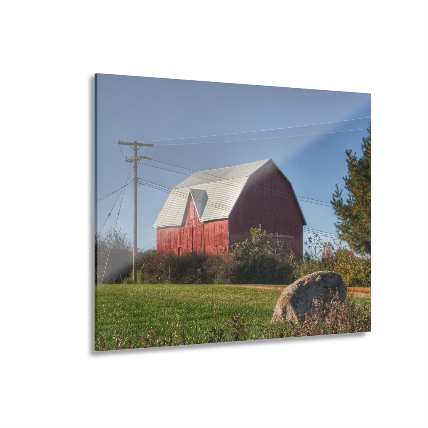U R There Photography Hemingway Lake Road Red Rustic Farmhouse Acrylic Wall Print