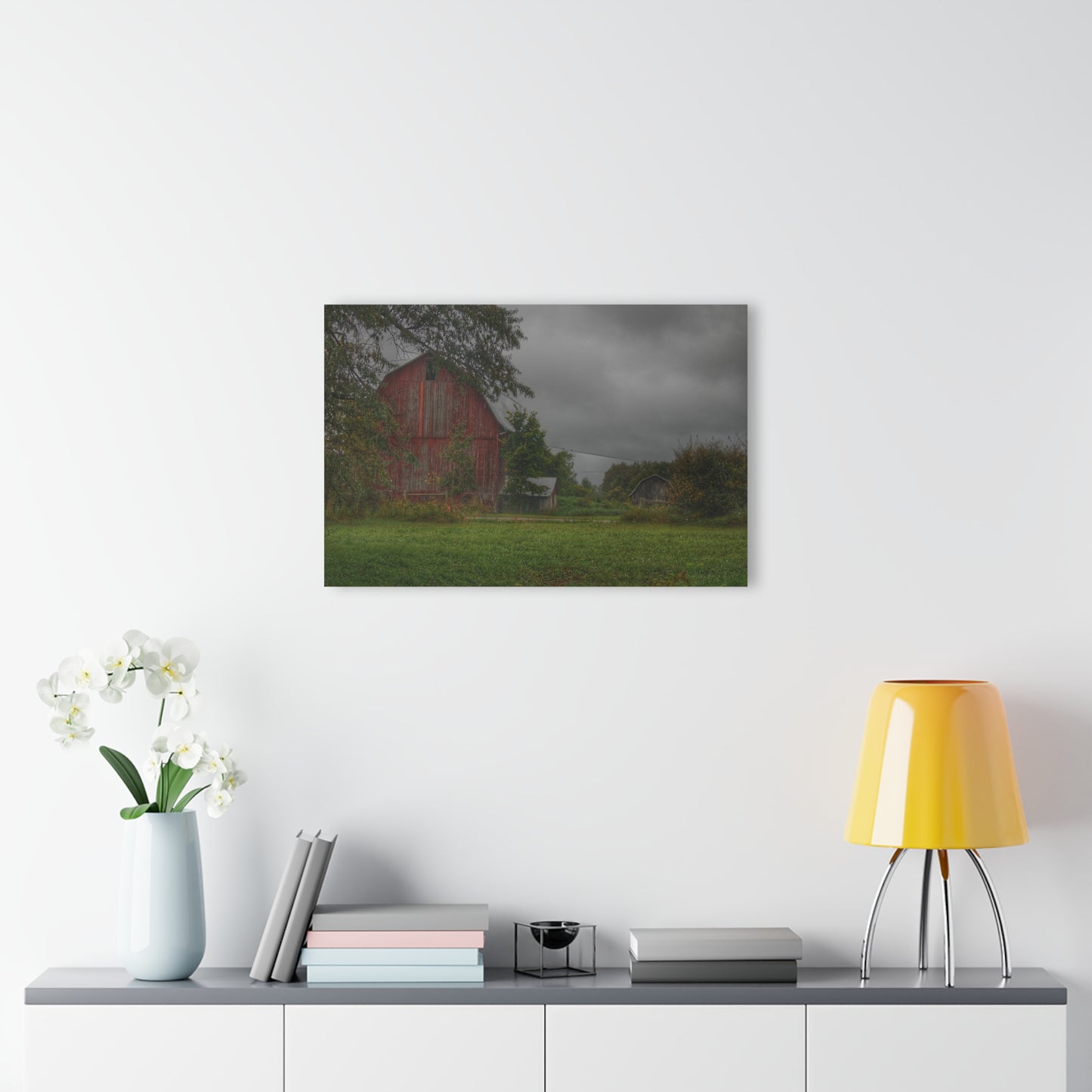 Barn Boutique Modern Farmhouse Acrylic Wall Print| Columbiaville Red and Little Grey