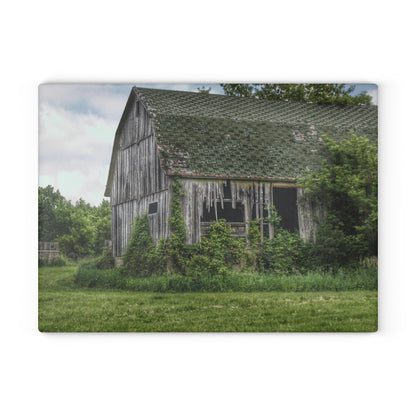 U R There Photography Hunters Creek Forgotten Grey Rustic Farmhouse Tempered-Glass Cutting Board