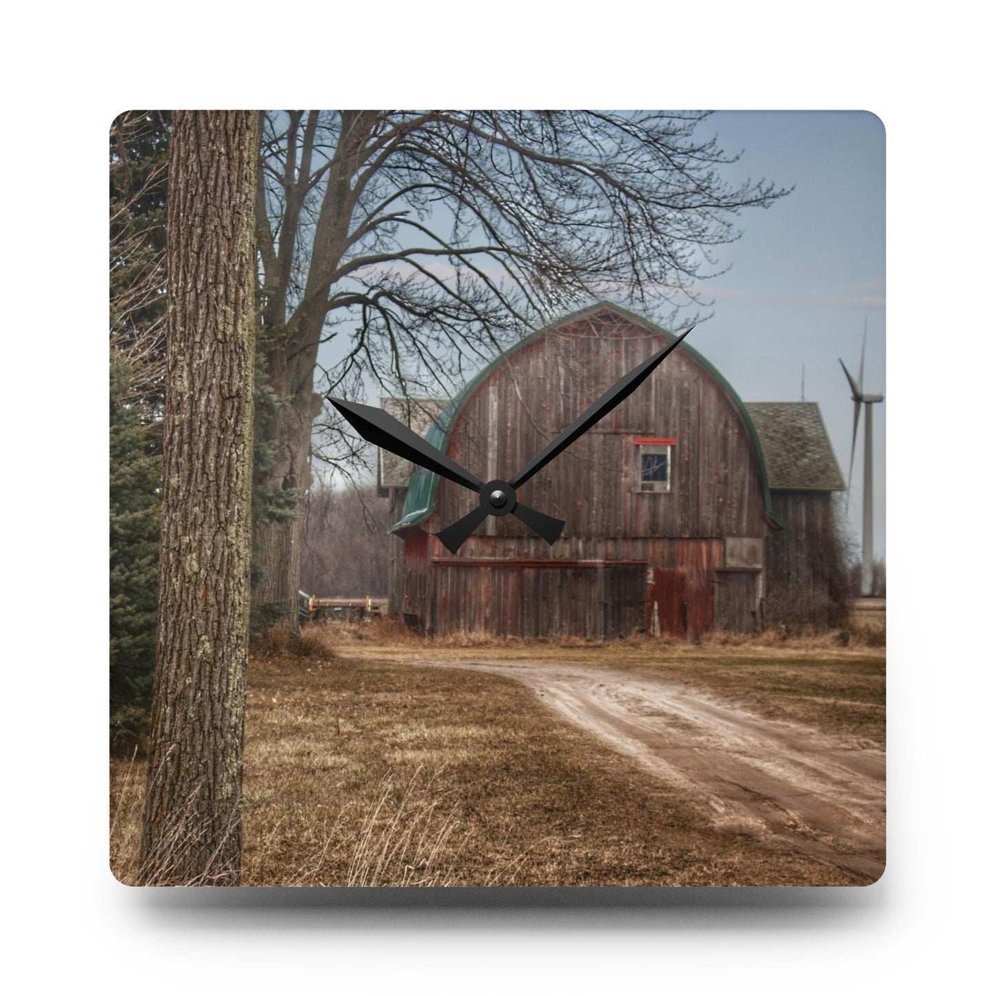 U R There Photography Barn of Deckerville Road Rustic Farmhouse Acrylic Analog Wall Clock