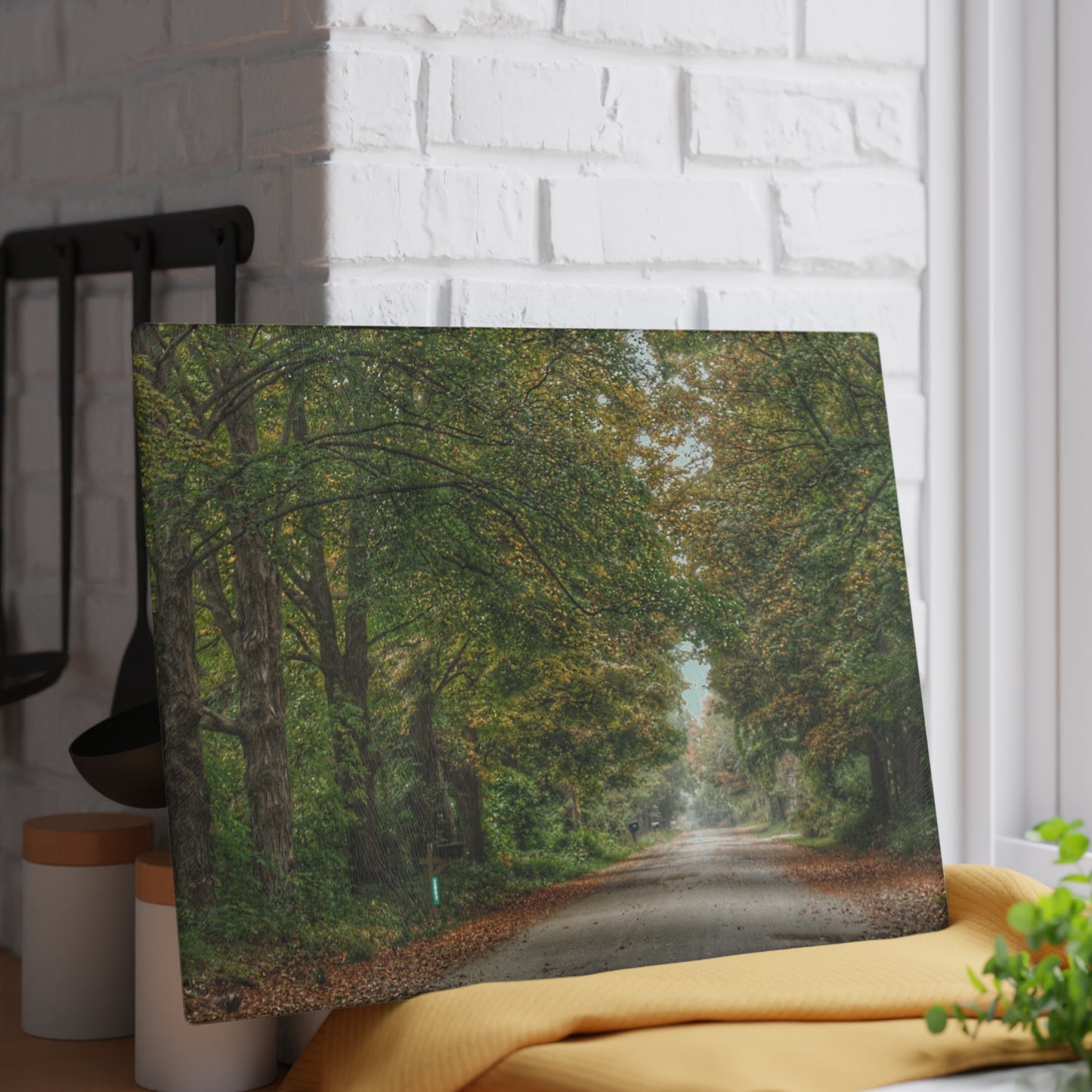U R There Photography Country Roads in Millington Rustic Farmhouse Tempered-Glass Cutting Board