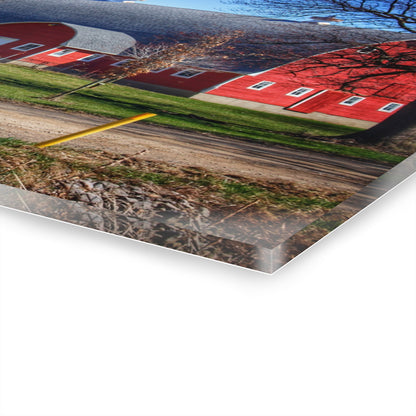 U R There Photography Hough Road Reds and Silo II Rustic Farmhouse Acrylic Wall Print