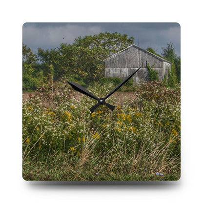 U R There Photography Almont Road Grey Rustic Farmhouse Acrylic Analog Wall Clock