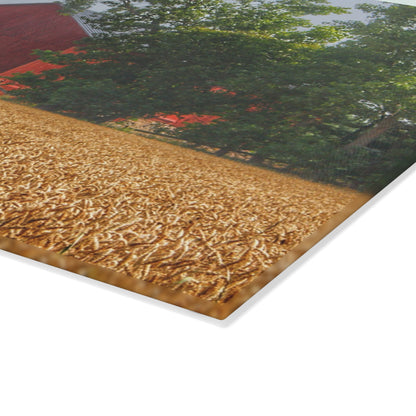 U R There Photography Tubspring Road Hidden Red Rustic Farmhouse Tempered-Glass Cutting Board
