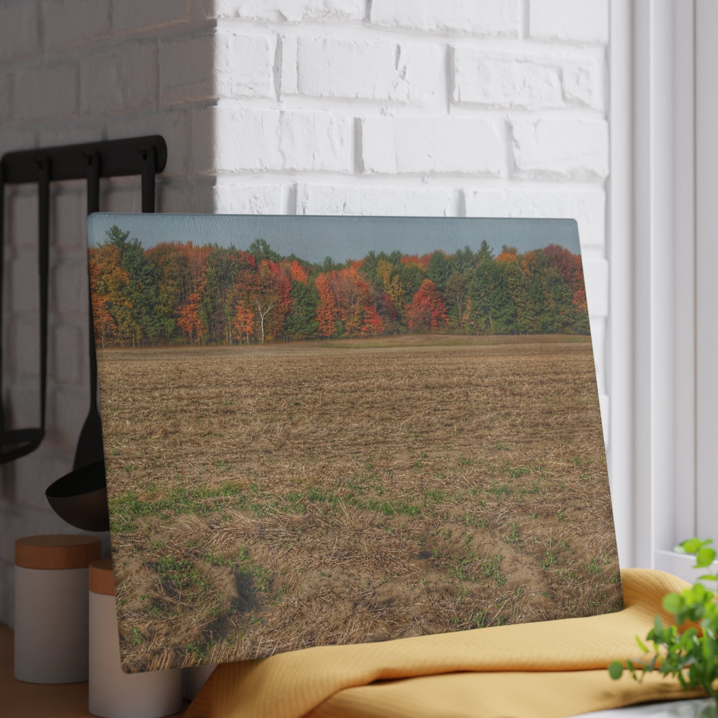U R There Photography Fall on Murphy Lake III Rustic Farmhouse Tempered-Glass Cutting Board