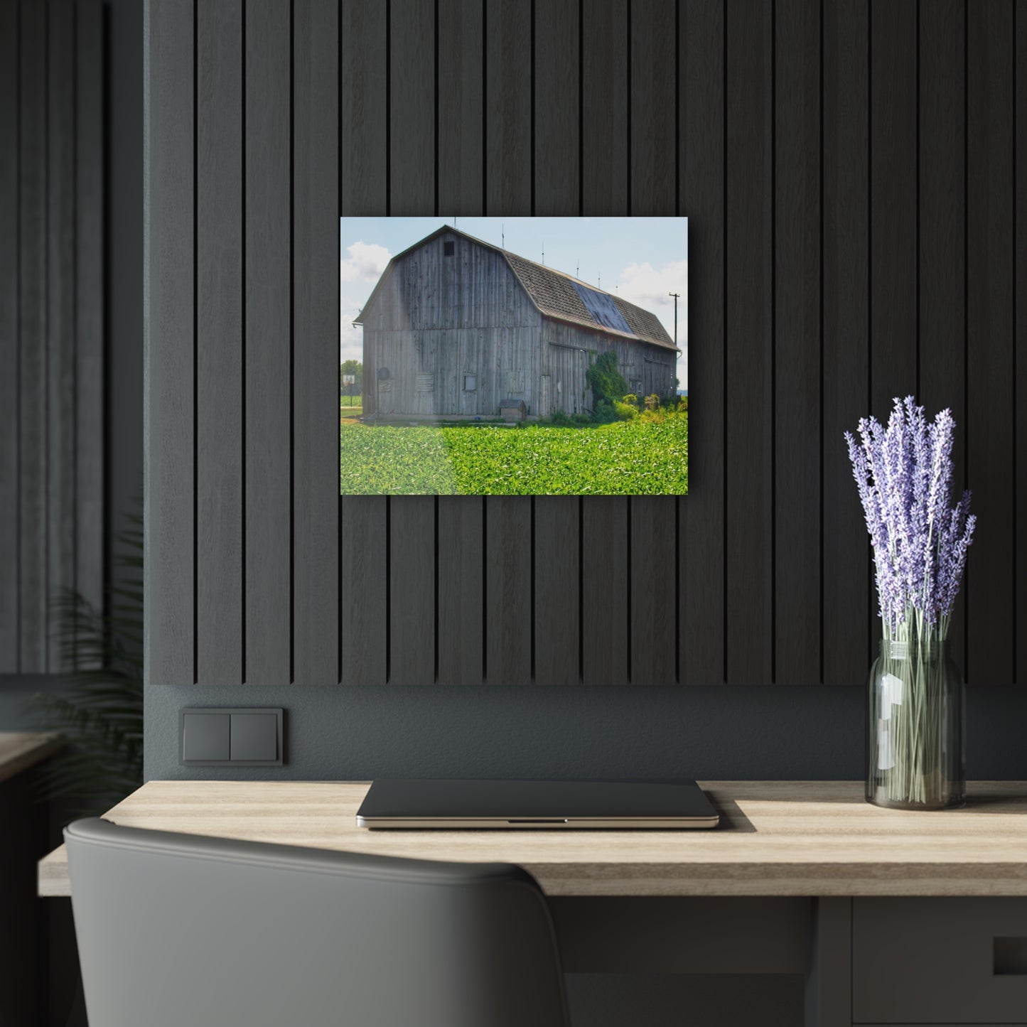 U R There Photography Morning Roadside Grey Rustic Farmhouse Acrylic Wall Print
