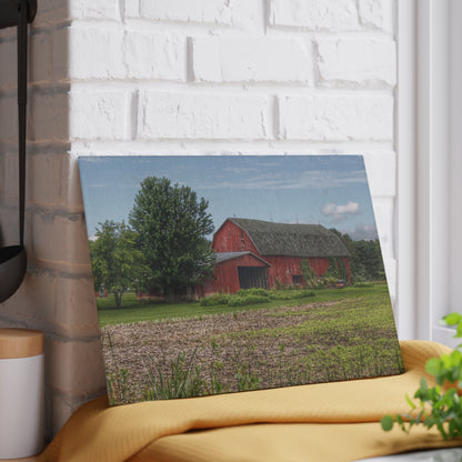 U R There Photography Murphy Lake Road Reds Rustic Farmhouse Tempered-Glass Cutting Board