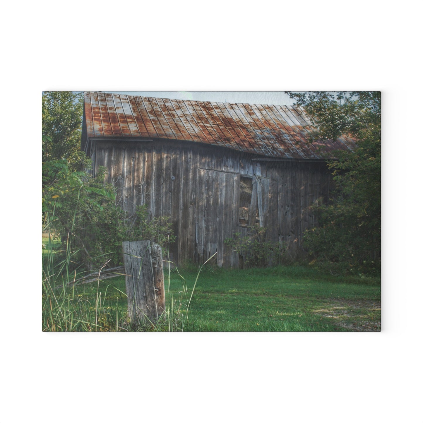 U R There Photography Rusted Grey Rustic Farmhouse Tempered-Glass Cutting Board
